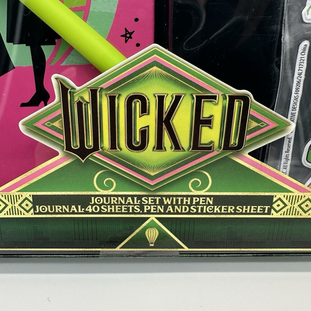 WICKED MOVIE GIFT 2024 - JOURNAL (40 SHEETS) SET WITH PEN (CHANGES),  & STICKERS - Picture 3 of 7